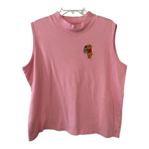 VTG Disney Store Winnie the Pooh Pink Sleeveless Mock Neck Shirt – Women’s XXL - Picture 1 of 6